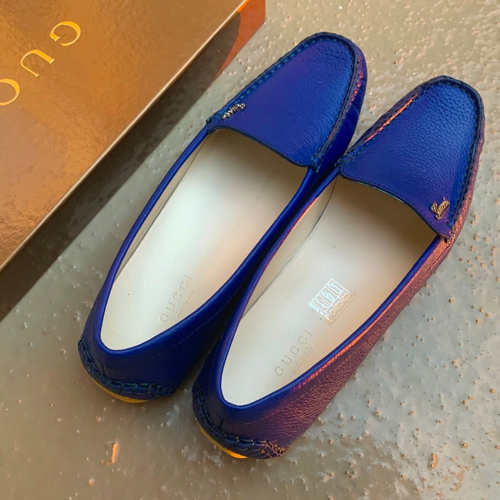GUCCI Blue Leather Loafers - NEW NEVER WORN